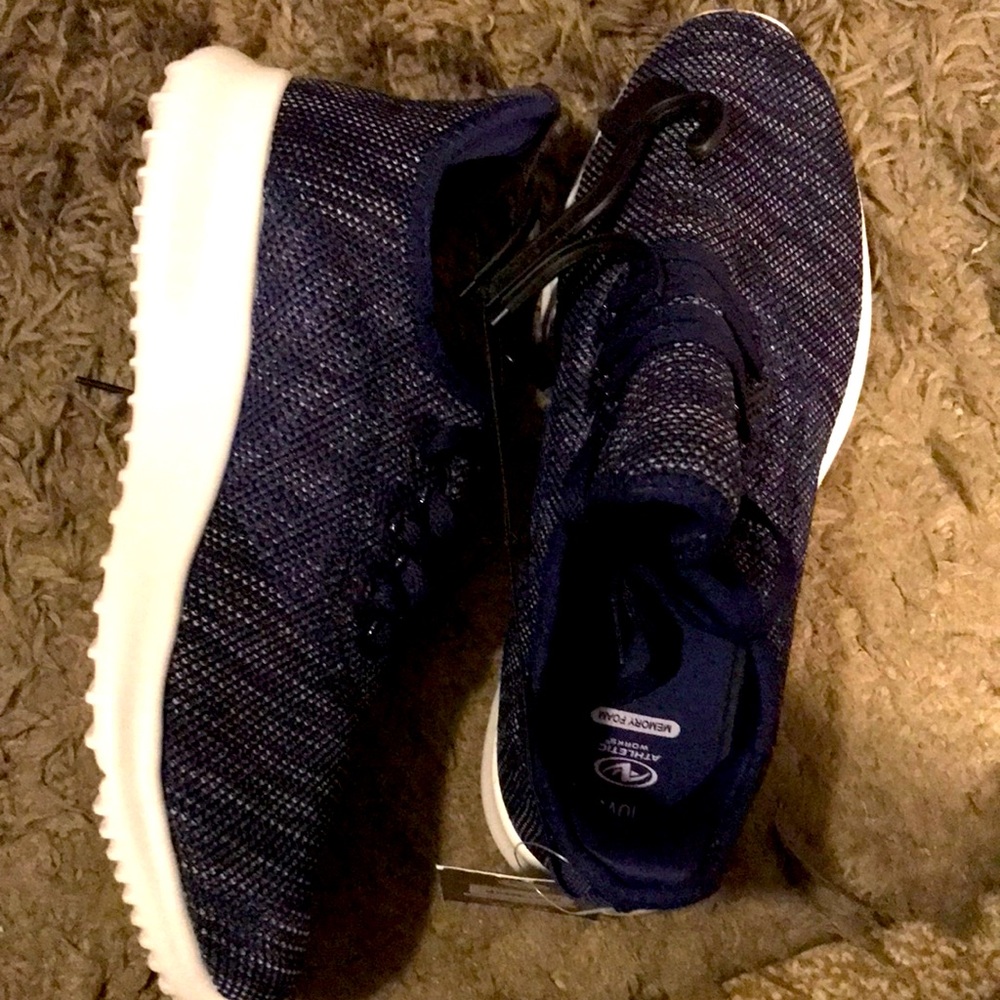 Athletic shoes. Size 10W. Blue. NEVER WORN.